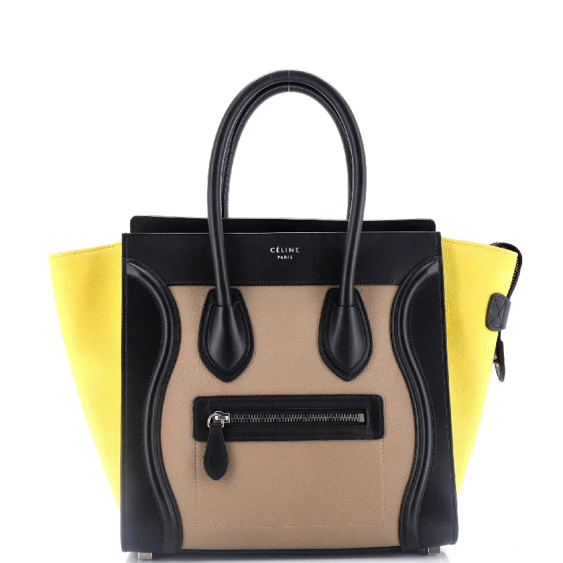 Embroidered Tote Bag in Beige with Floral Motifs for a Boho - Chic VibeTricolor Luggage Bag Leather Micro
