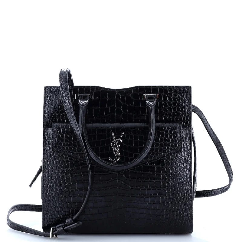 Women's Printed Tote Bag in Floral Patterns for a Spring - Themed Shopping TripUptown Tote Crocodile Embossed Leather Small