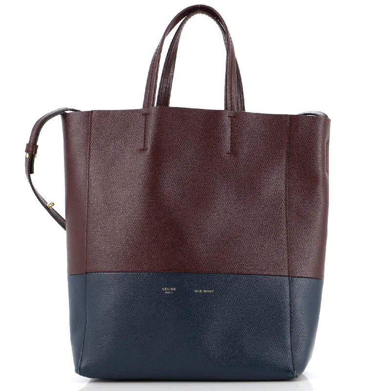 Medium - Sized Canvas Tote Bag in Navy Blue with Striped Pattern for a Nautical - Inspired LookVertical Bi-Cabas Tote Grained Calfskin Small