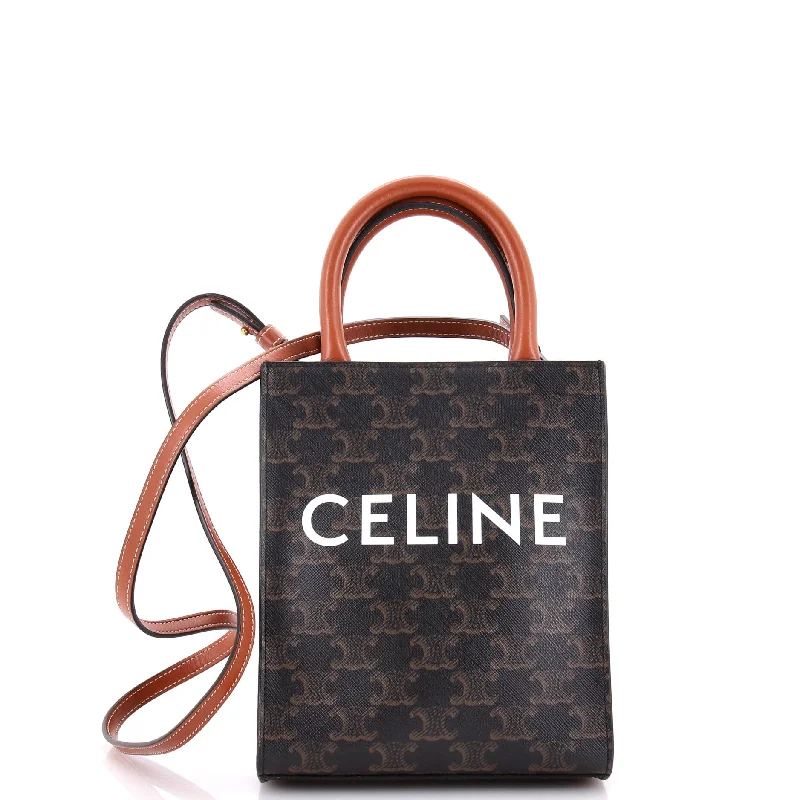 Linen Tote Bag in Natural Beige with Braided Details for a Rustic Summer EnsembleVertical Cabas Tote Triomphe Coated Canvas Mini