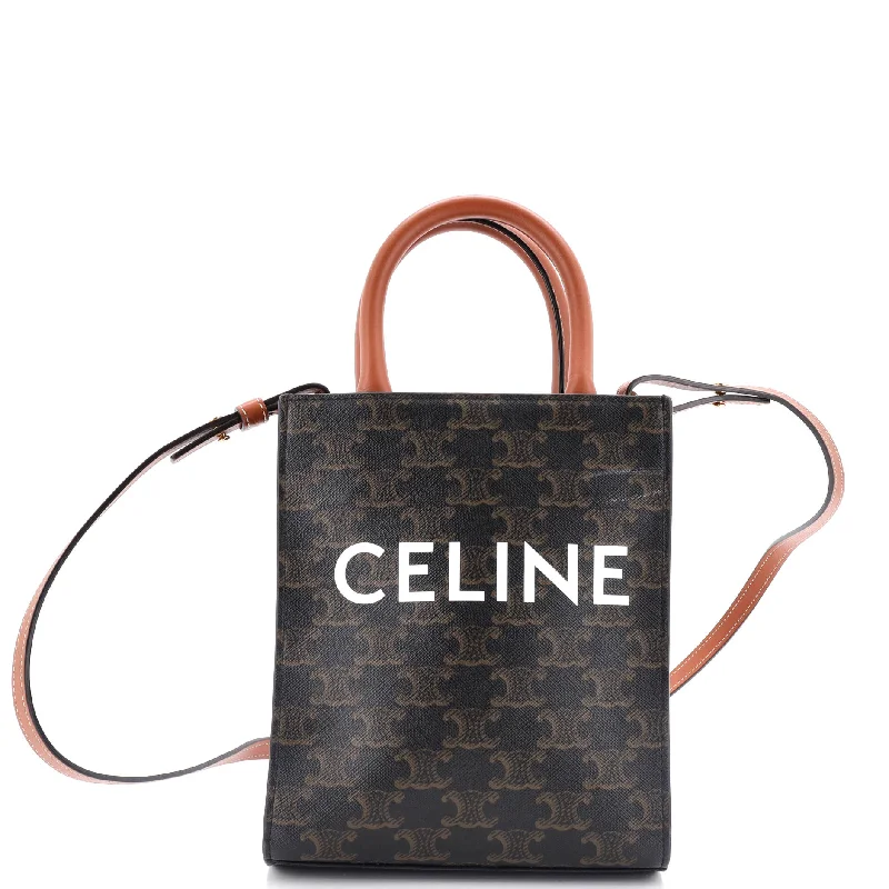 Patchwork Tote Bag in Denim with Vintage - Inspired Designs for a Retro AppealVertical Cabas Tote Triomphe Coated Canvas Mini