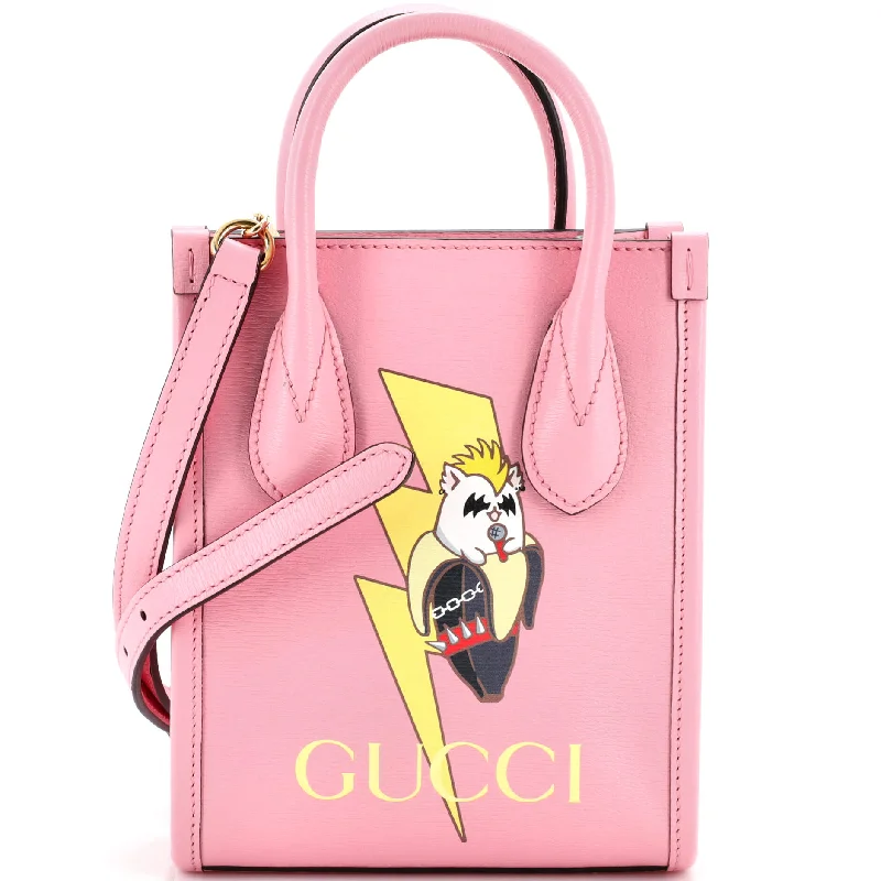 Metallic Tote Bag in Rose Gold with Chain Handles for a Glamorous Night OutVertical Tote Bananya Printed Leather Mini