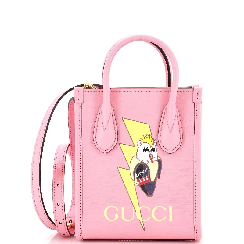 Women's Tote Bag with Zipper Closure in Red for Secure StorageVertical Tote Printed Leather Mini