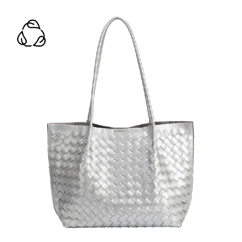 Women's Printed Tote Bag in Floral Patterns for a Spring - Themed Shopping TripVictoria Silver Medium Recycled Vegan Tote Bag Women's Printed Tote Bag in Floral Patterns for a Spring - Themed Shopping TripVictoria Silver Medium Recycled Vegan Tote Bag