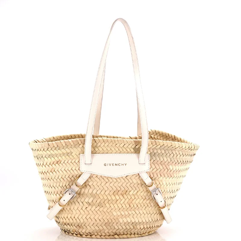 Waterproof Tote Bag in Yellow for Outdoor Activities in Wet WeatherVoyou Basket Bag Raffia with Leather Small