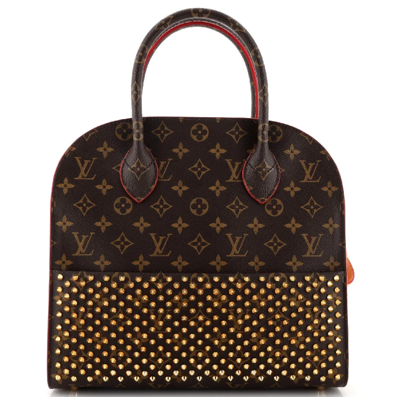 Large Capacity Genuine Leather Women's Tote Bag in Black for Work and Commutingx Christian Louboutin Shopping Bag Calf Hair and Monogram Canvas