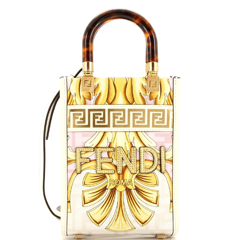 Metallic Tote Bag in Rose Gold with Chain Handles for a Glamorous Night Outx Versace Fendace Convertible Sunshine Shopper Tote Printed Laminated Leather Mini