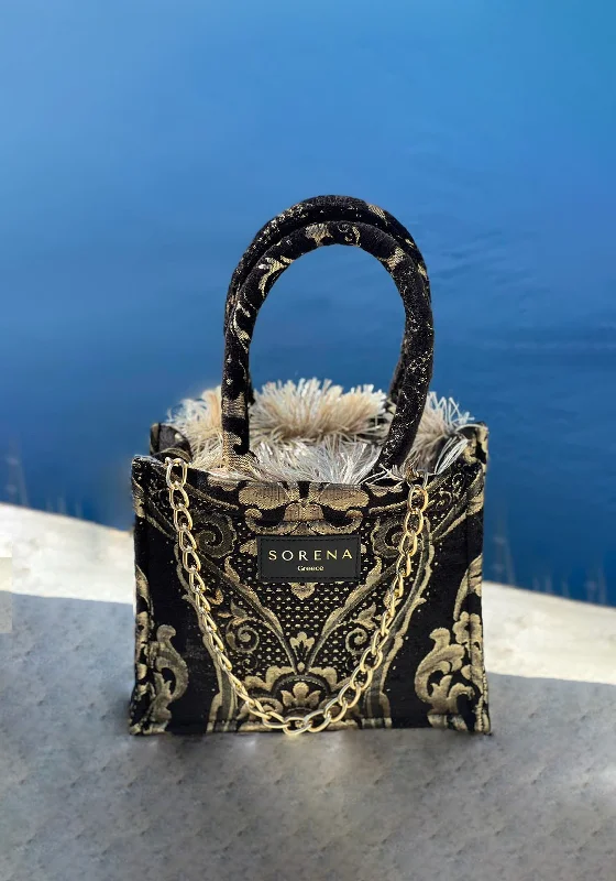 Women's Tote Bag with Magnetic Closure in Orange for Easy Access on the GoSorena Xryssalida Mini Velvet Tote Bag, Black Gold