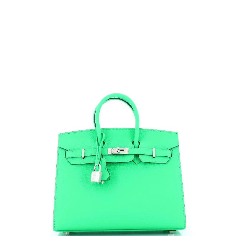 Leather Shoulder Bag with Magnetic Closure in Black for Quick AccessShoulder Bag with Chain Strap in Silver for a Trendy AppearanceBirkin Sellier Bag Vert Comics Epsom with Palladium Hardware 25 Leather Shoulder Bag with Magnetic Closure in Black for Quick AccessShoulder Bag with Chain Strap in Silver for a Trendy AppearanceBirkin Sellier Bag Vert Comics Epsom with Palladium Hardware 25