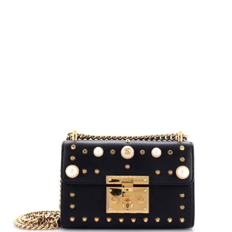 Quilted Shoulder Bag in Cream for a Classic and Elegant LookQuilted Shoulder Bag in Cream for a Classic and Elegant LookPearly Padlock Shoulder Bag Studded Leather Small